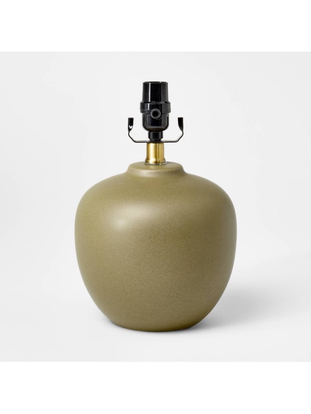 Studio McGee Olive Green Matte Ceramic Lamp Base with Brass Accent